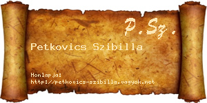 Petkovics Szibilla névjegykártya